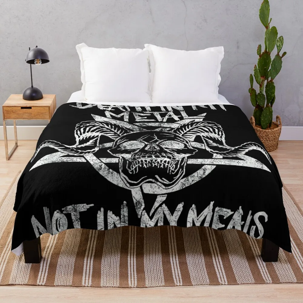 Death in my Metal Not in My Meals - Vegan Metalhead Throw Blanket Multi-Purpose Bed linens Thermal Blankets