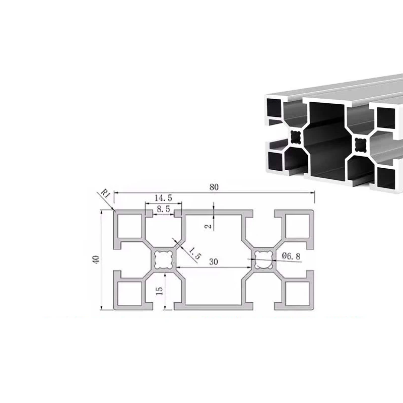 GB 4080 Silvery Aluminum Profile DIY Framework Linear Rail Extrusion CNC 3D Printer Part Metal Extruded Machine 100-550mm