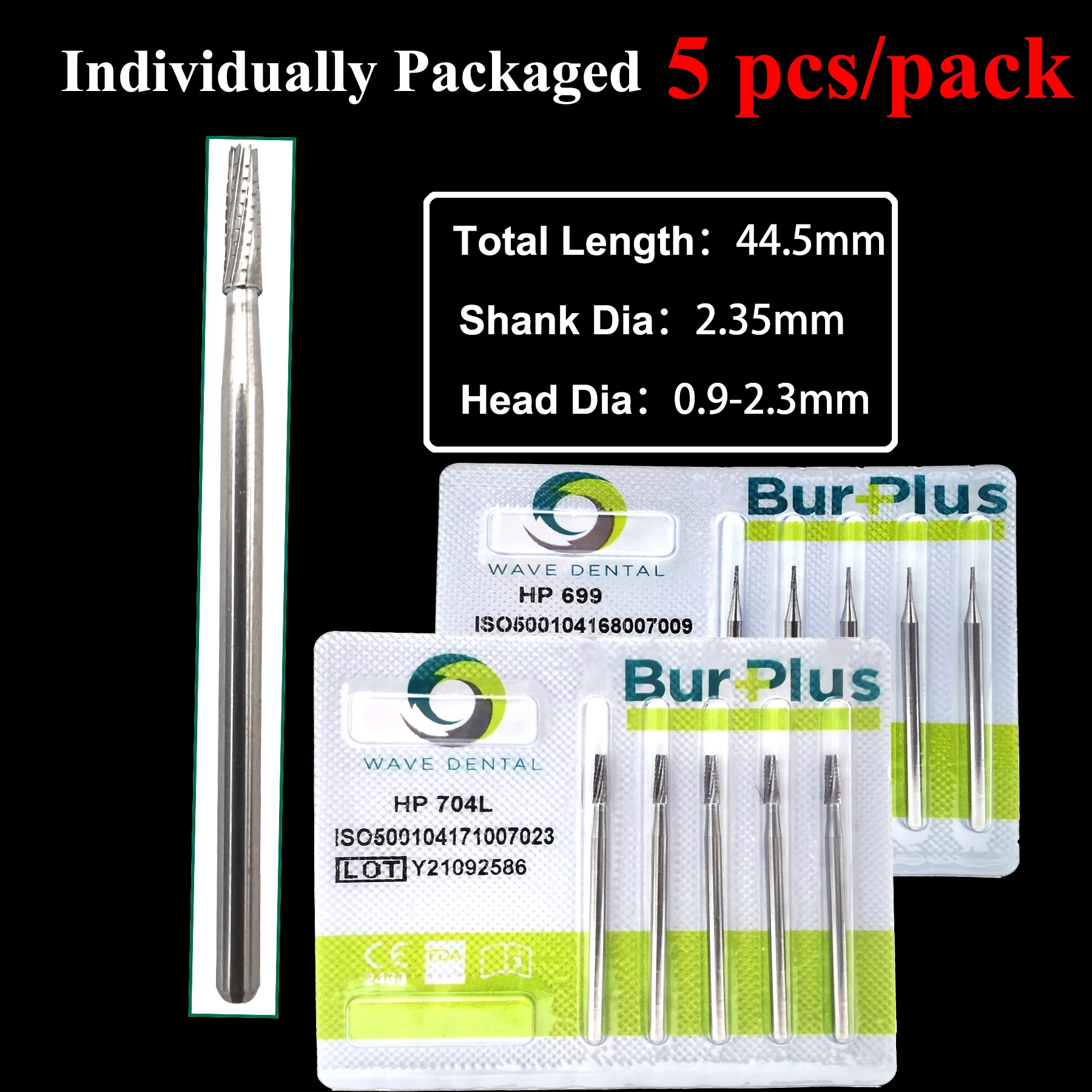 WAVE Dental Tungsten Carbide Burs Low Speed Bur Dentistry Drills  HP699 HP700 HP701 HP702 HP703  HP704 Dental Products 5Pcs/Pack