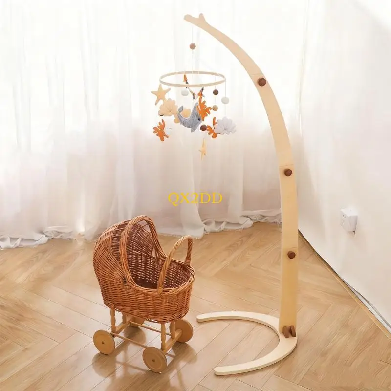 QX2D Wooden Whale Corals Ocean Themed Baby Crib Mobile Toy For Sensory Development And Visual Tracking