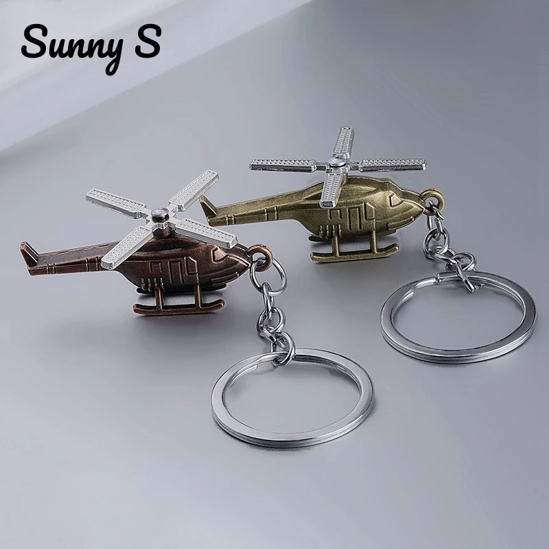 Creative Retro Metal Airplanes Pendant Keychains Helicopter Stereo Car Motorcycle Trinket Keyring Bag Charm Women Men Key Holder