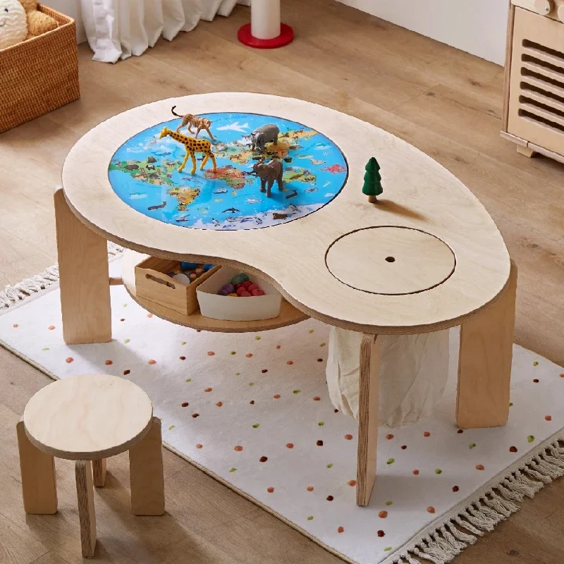 Multifunctional building block table baby peanut  large particle puzzle children's game