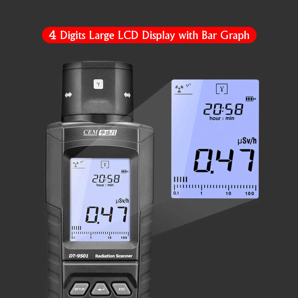 CEM DT-9501 المهنية كاشف الإشعاع النووي G.M Geiger عداد α β γ الأشعة السينية كشف جديد LCD مقياس الجرعات الإشعاعية الرقمية