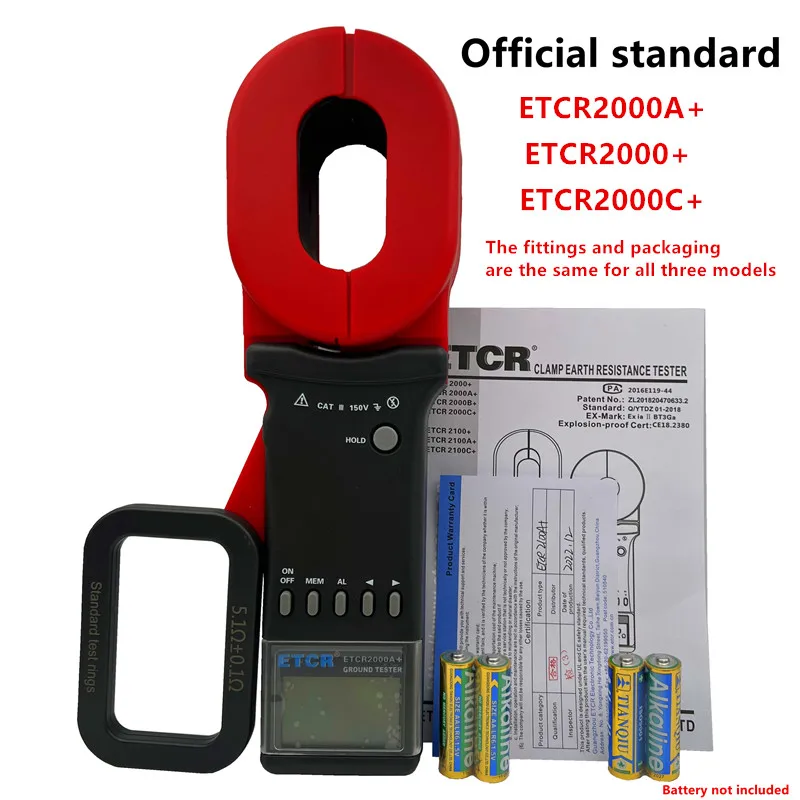 ETCR ETCR2000A + penjepit Digital pada tanah, alat penguji Grounding Perlindungan Petir ETCR2100A + ETCR2000C +