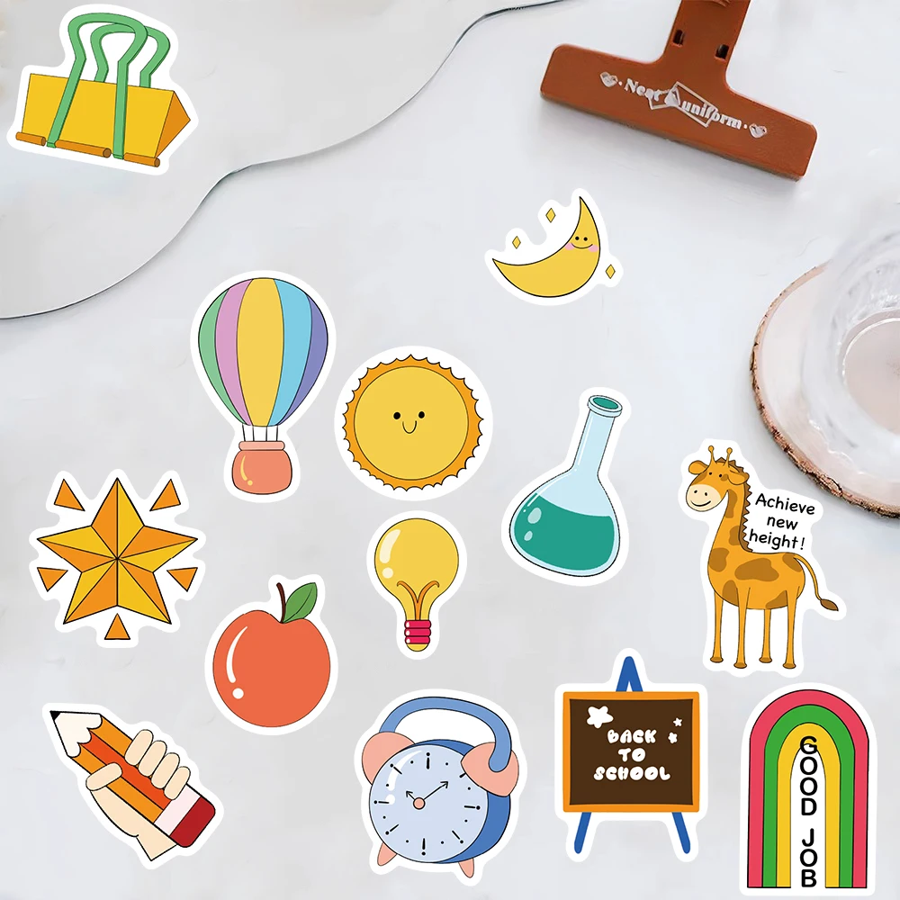 สติกเกอร์คอลลาจ 8/16 ชิ้น สำหรับฤดูกาลเปิดเทอม รางวัลการอ่านและการเรียนรู้ ติดแล็ปท็อป กันน้ำ สวยงาม ตกแต่งโทรศัพท์ สไตล์กราฟฟิตี้