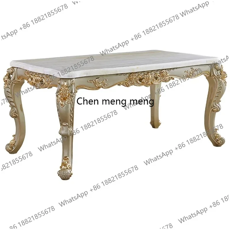 ze5556Dining table dining chair combination villa high-end restaurant household solid wood crown carving 1.6 meters