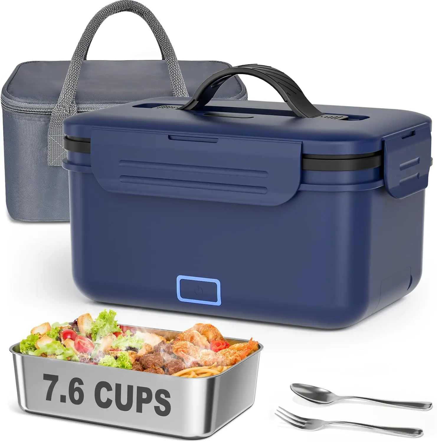 

Cordless Electric Lunch Box, 1.8L Rechargeable Heated Food Warmer for Office, Car & Travel