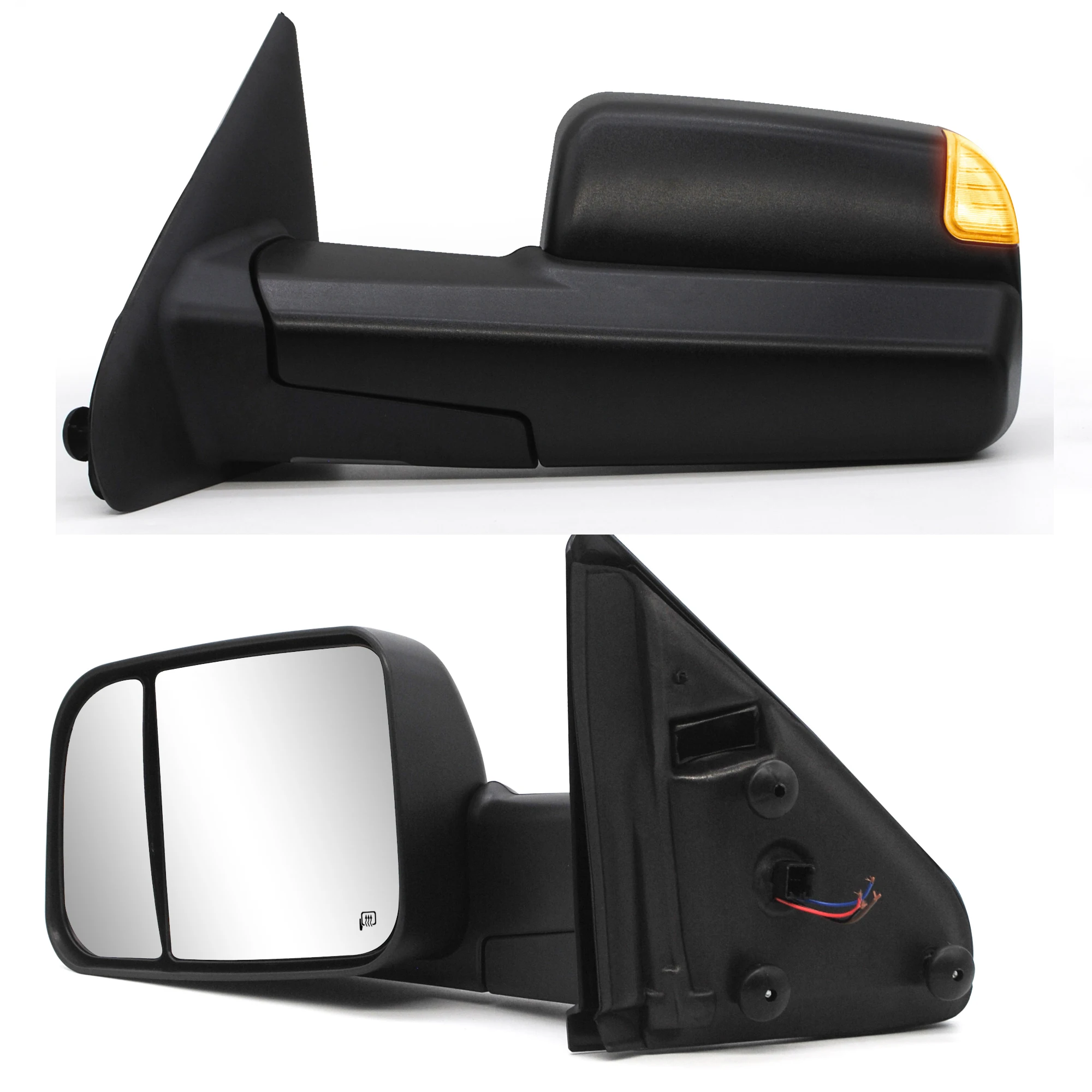Image of Abschleppspiegel passend für 2002-2008 Ram 1500, 2003-2009 Ram 2500 3500, beheizbar, mit Blinker und Pfützenlicht BC10-TM