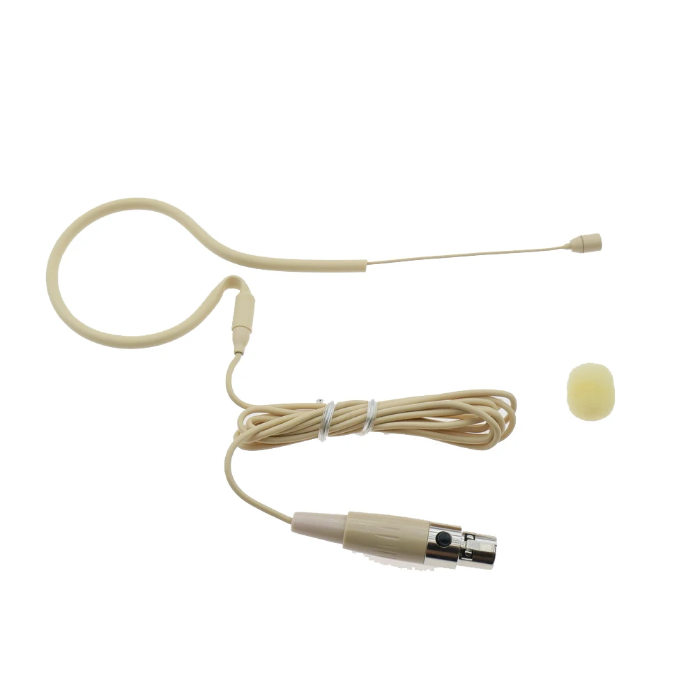 

Beige Double Earhook Headworn Headset Microphone for Shure ULX SLX PGX UR Wireless Beltpack