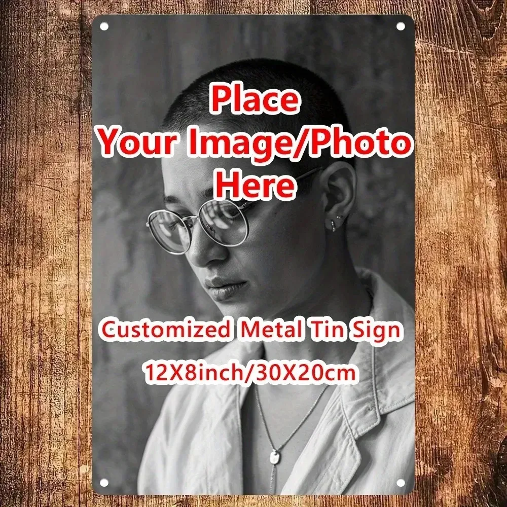8×12Inch Customizable 2D Flat Aluminum Tin Plaque Personalized Custom Photo Multi‑functional Waterproof Wall Decor for Family Ba
