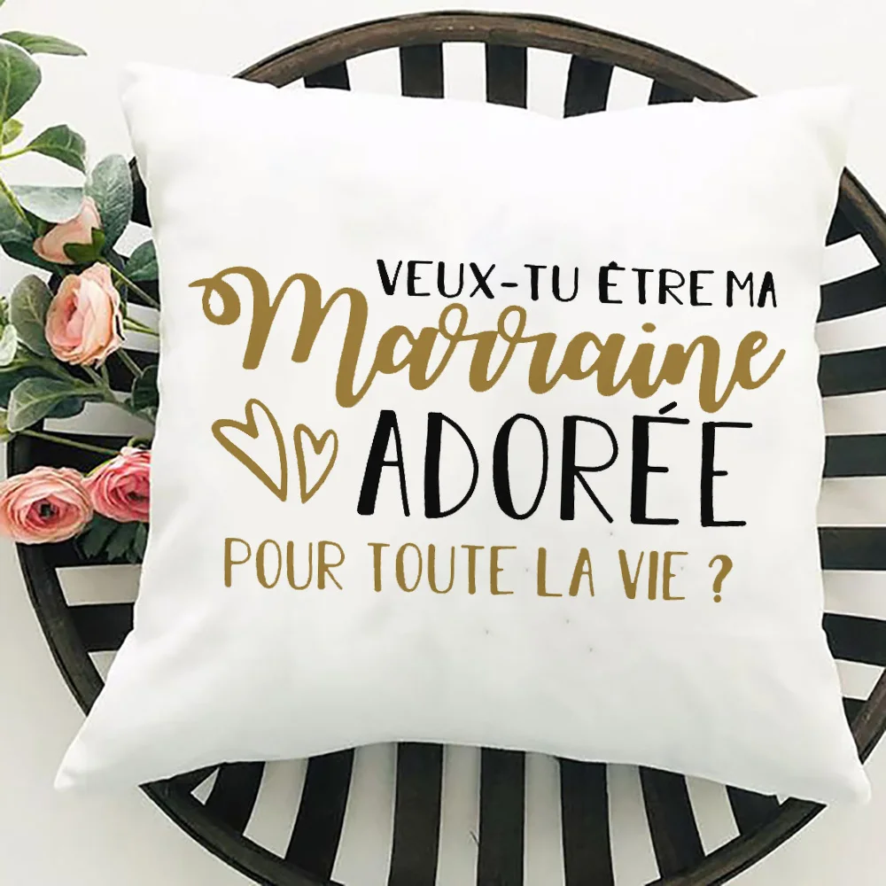 

Would You Be My Godmother Printed Pillow case Sofa Cushion Cover Office Simple Decor Throw Pillow Case Marraine Reques best Gift