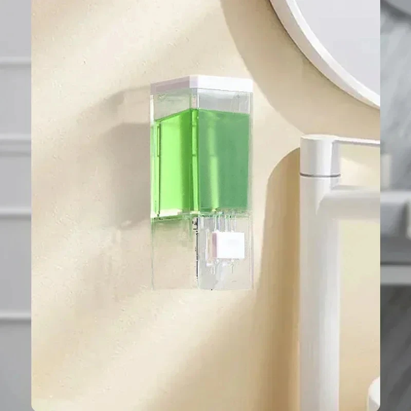 Homefish Perforated Manual Press Soap Dispenser Wall Mounted Traceless Disinfectant Bottle Bathroom Transparent Soap Dispenser