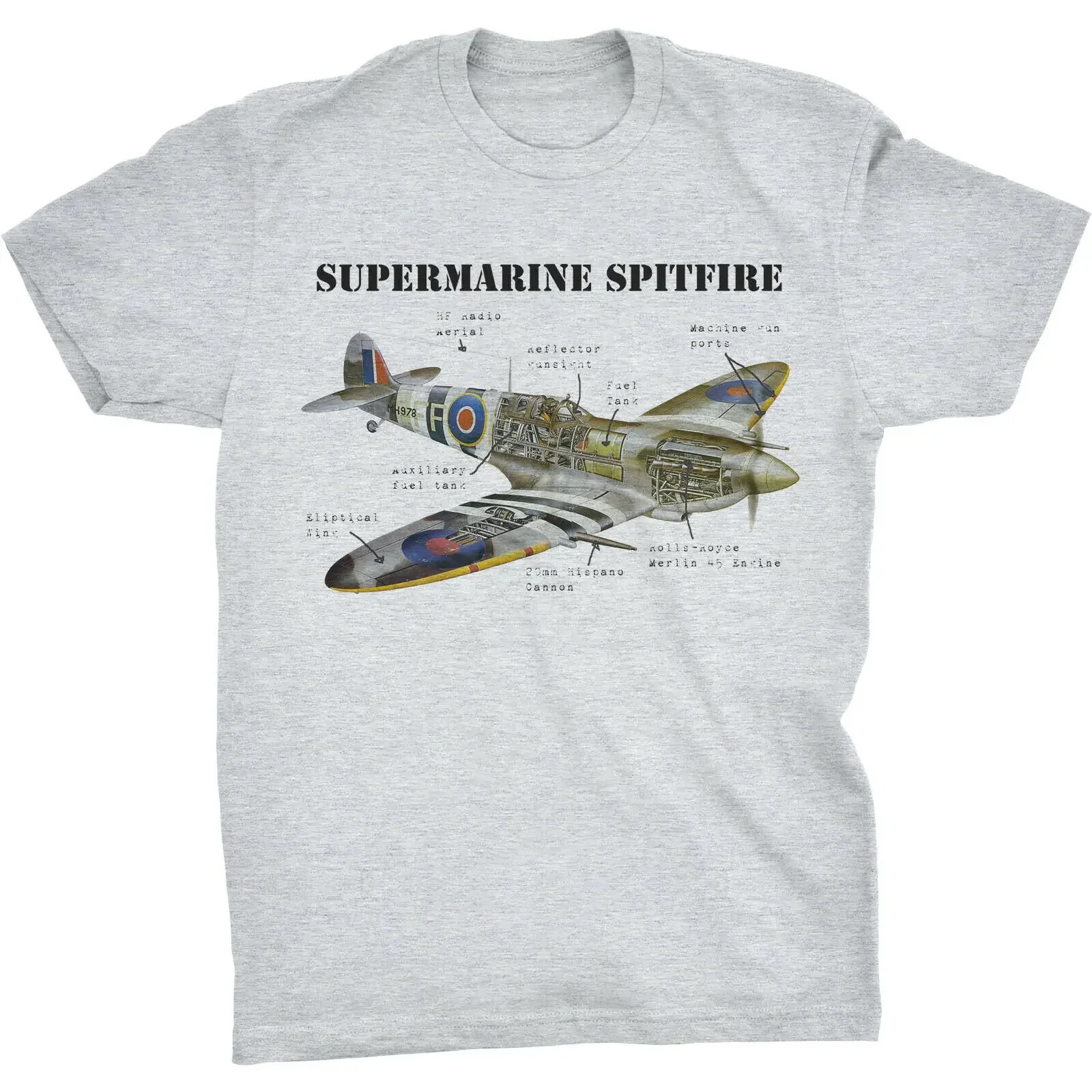 streetwear fashion vintage Summer  RAF Supermarine Spitfire Men Shirt Army  II WW2 Battle of Britain UK GB heavyweight