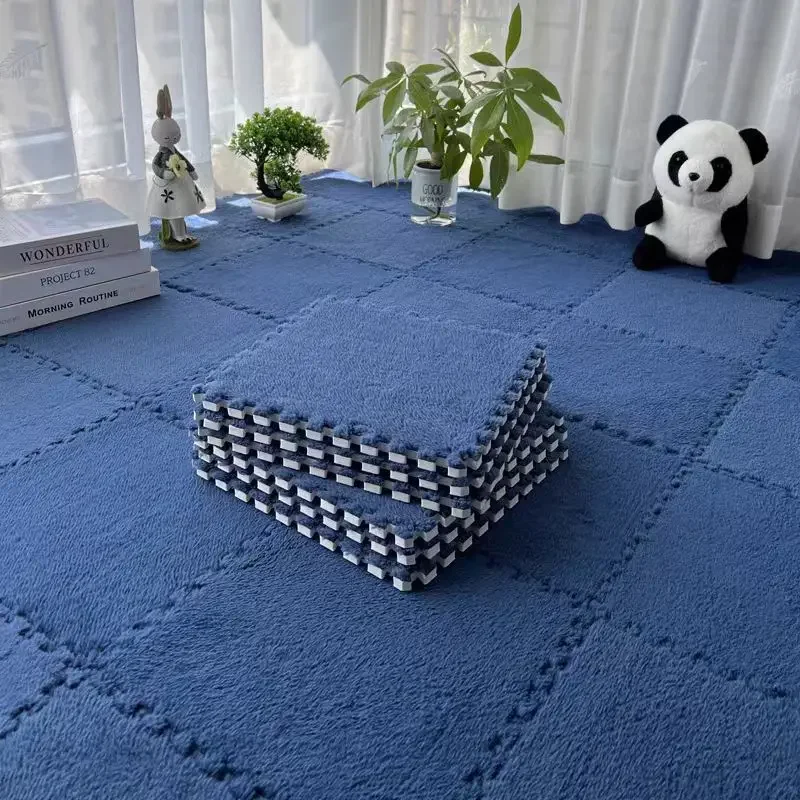 10 Stuks 30*30 Cm Creatieve Pluche Puzzel Schuim Vloermat Puzzel Tapijt Warme Speelmat Grijpende Oefening Tegels pluizige Karpetten