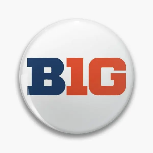 Big Ten Logo Illinois Colors  Soft Button Pin Funny Creative Brooch Lover Decor Women Collar Fashion Jewelry Cartoon Badge Cute