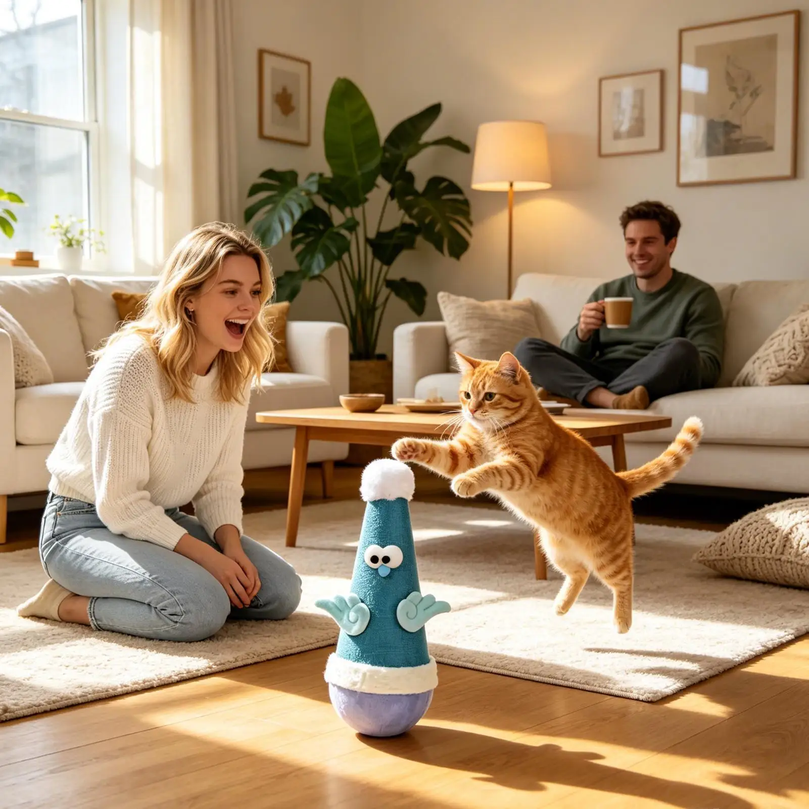 Wobble Toy For Indoor Cats Chicken-Shaped Bored Animals Scratch Teaser Interactive Cat Toy Wobbler For Living Room Bedroom Study