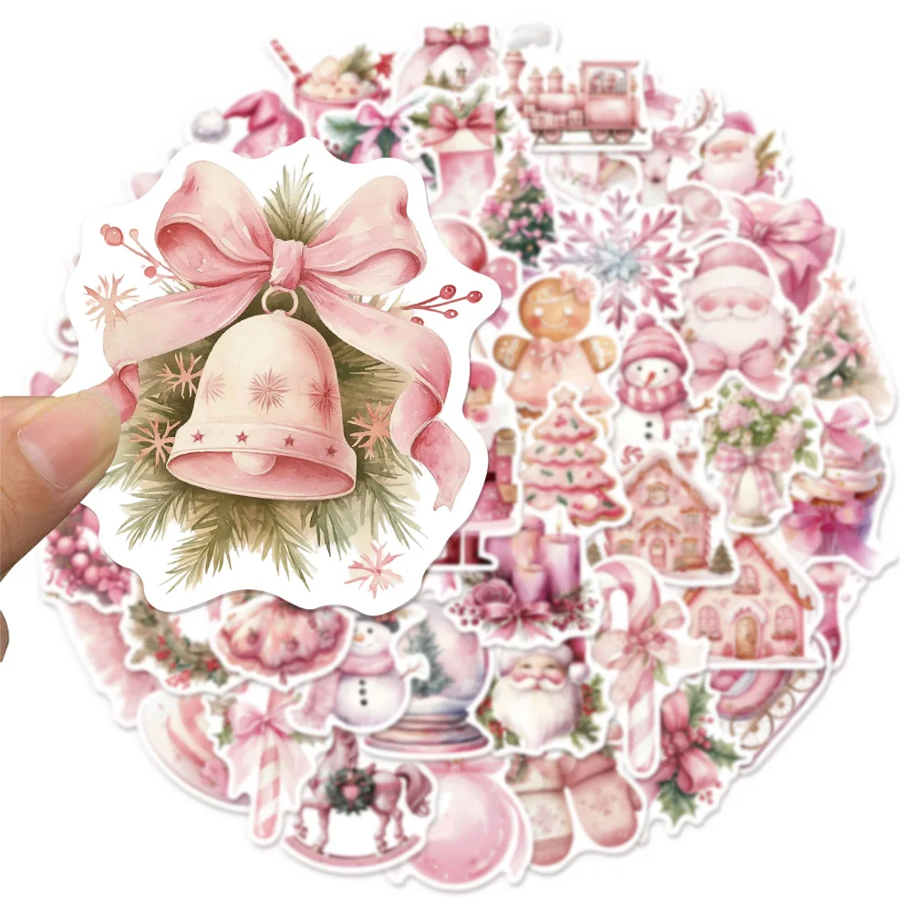 50 STKS Creatieve Roze Kerstcadeau Graffiti Stickers DIY Bagage Notebook Water Cup Computer Waterdichte Stickers