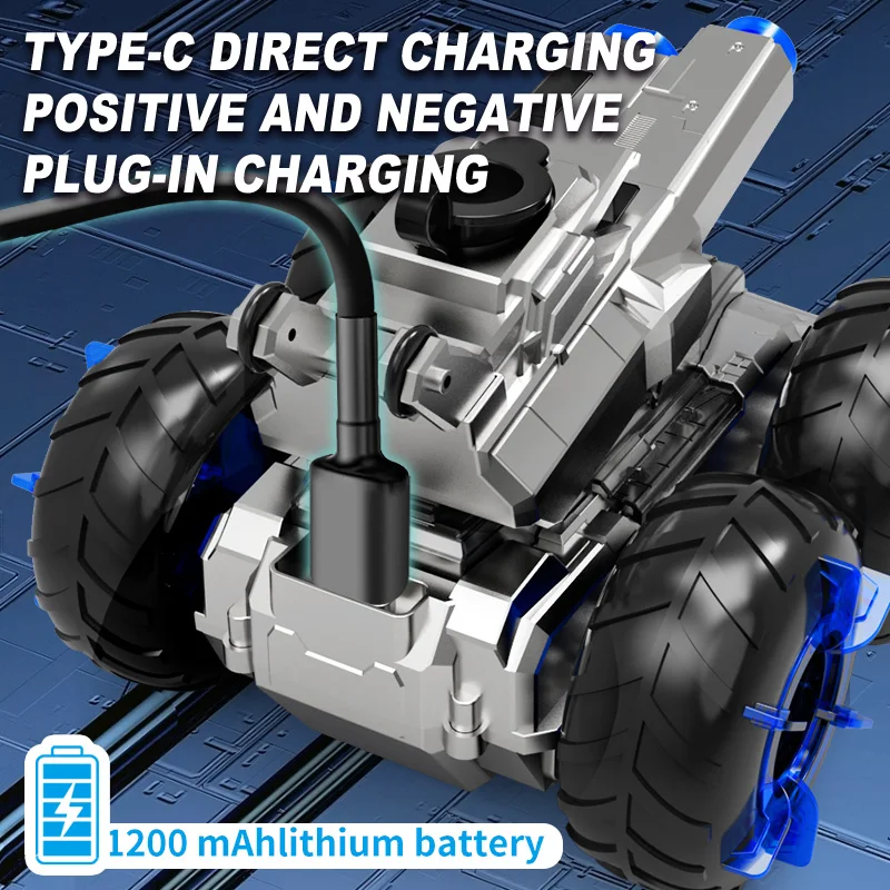 JCMO Afstandsbediening Waterpistool Auto Amfibische Dual-Nozzle Waterschieten Cool Wheel LED-licht RC Auto met waterdichte afstandsbediening Nieuw