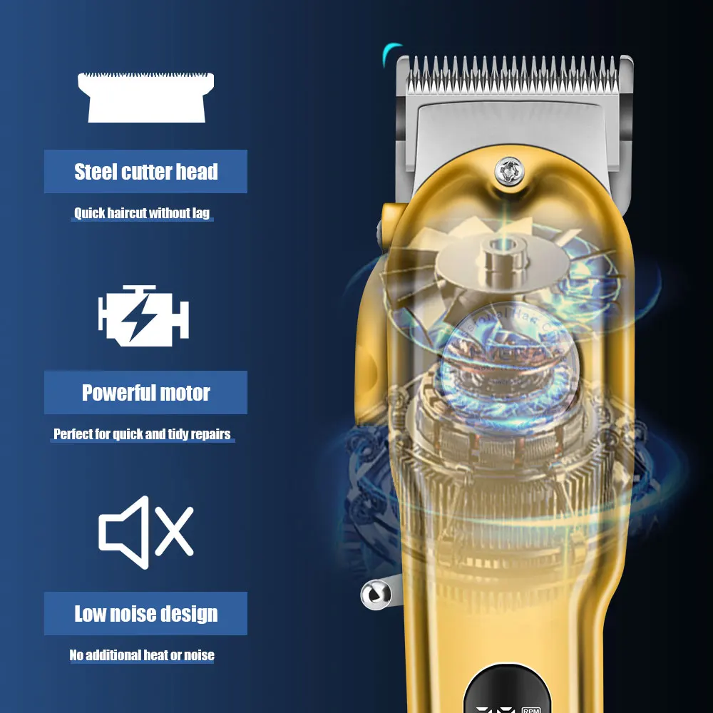 

Professional Hair Clipper Electric Hair Trimmer Rechargeable Men's Hair Styling Tool Wireless Hair Clipper Ideal for Bald Looks