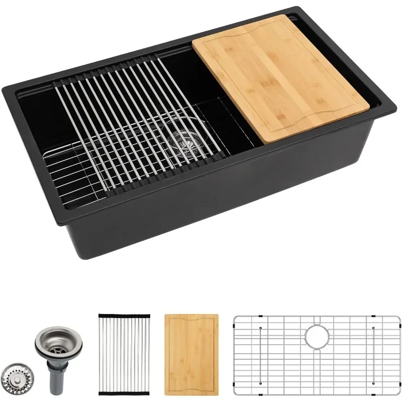 Granite Composite Kitchen Sink Workstation Undermount Single Bowl Large Kitchen Sink