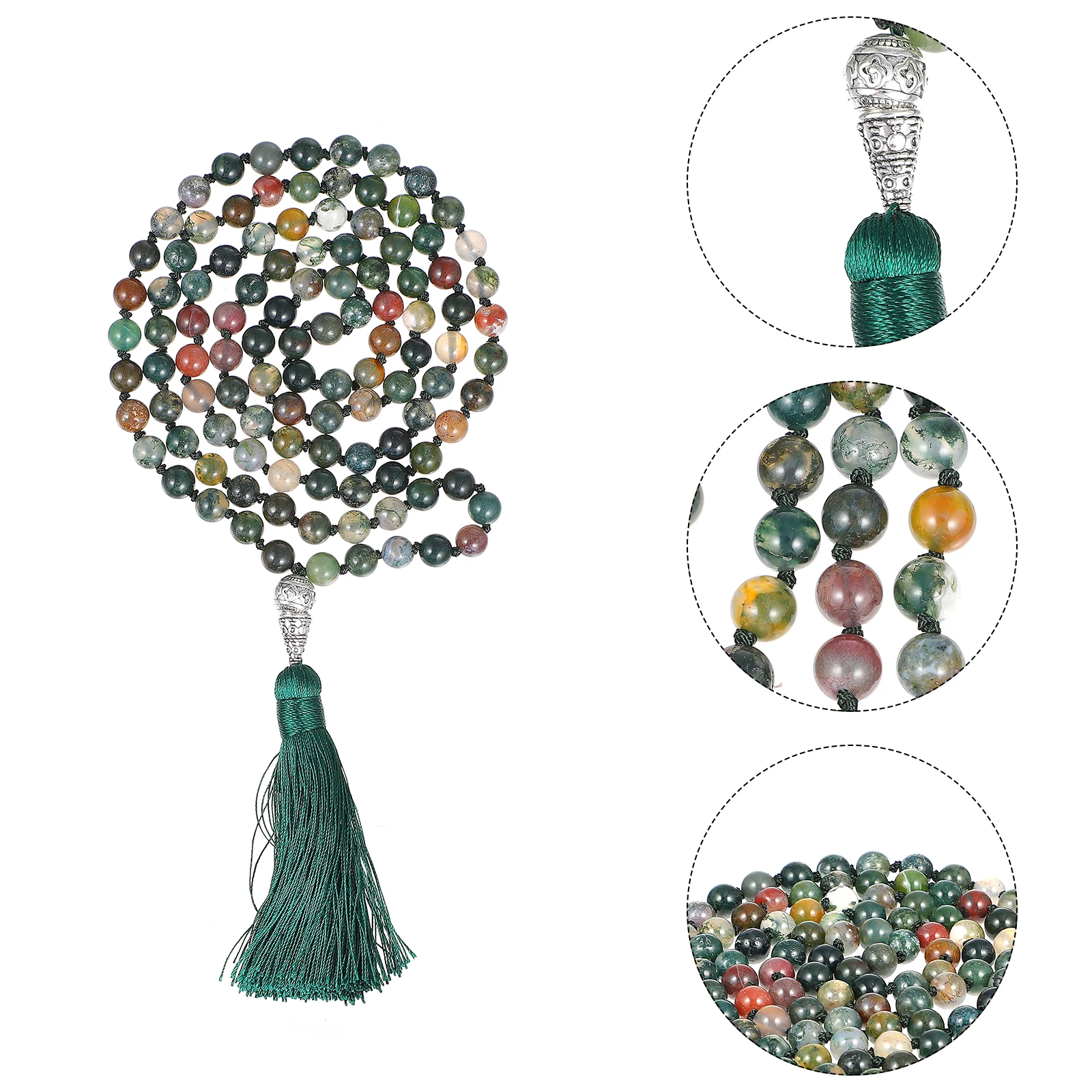 

1pc Natural 108 Beads Long Bracelet Stone Beaded Necklace Meditation Tassel Unisex Bohemian Yoga Necklace for Women Men