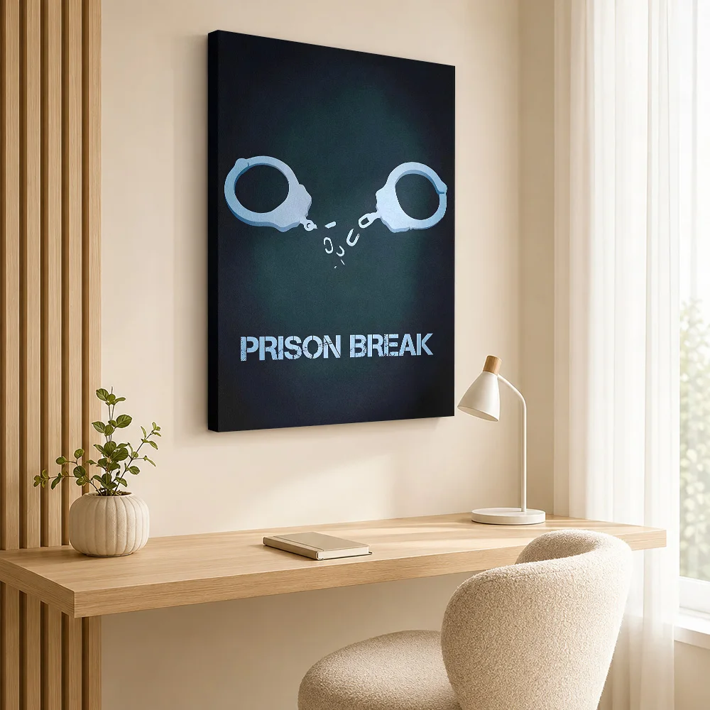 Prison Break Handcuffs and Title Canvas Poster Customized Photo Modern Aesthetic Wall Art for Office Decor Gift for Collectors