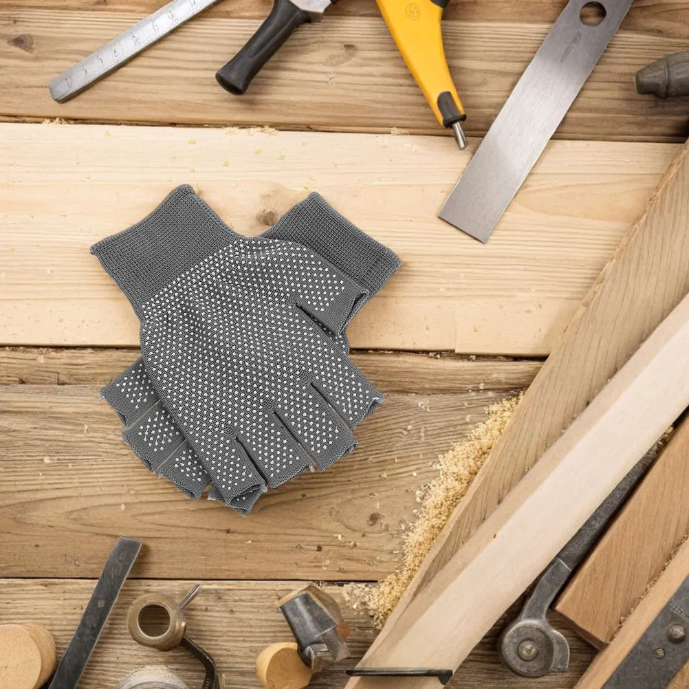 8 قطعة 8 أزواج قفازات العمل بدون أصابع المضادة للانزلاق تنفس المواد خفيفة الوزن البوليستر نصف إصبع قبضة ثابتة حديقة الرجال النساء