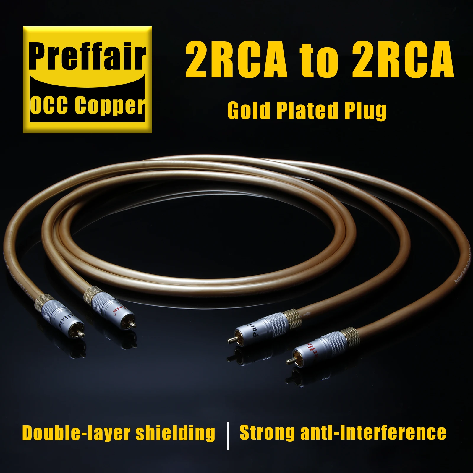 Preffair Varistrand OCC Copper Audio RCA Analog Interconnects Cable With Self-locking Gold Plated RCA Connector Plug