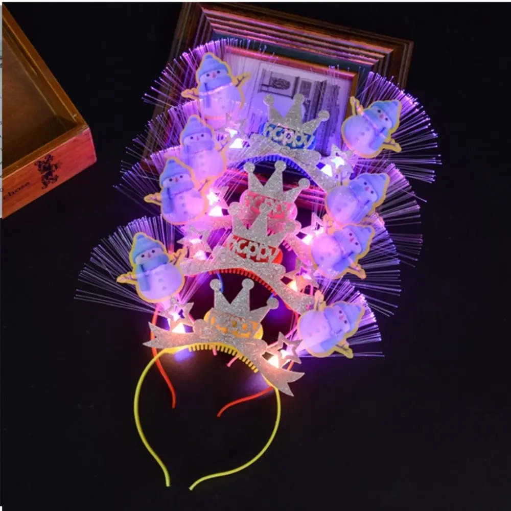 

2024 Happy New Year Crown Headband Luminous Eve Decoration New Year's Gift Headwear Hair Accessories Christmas Party Supplies