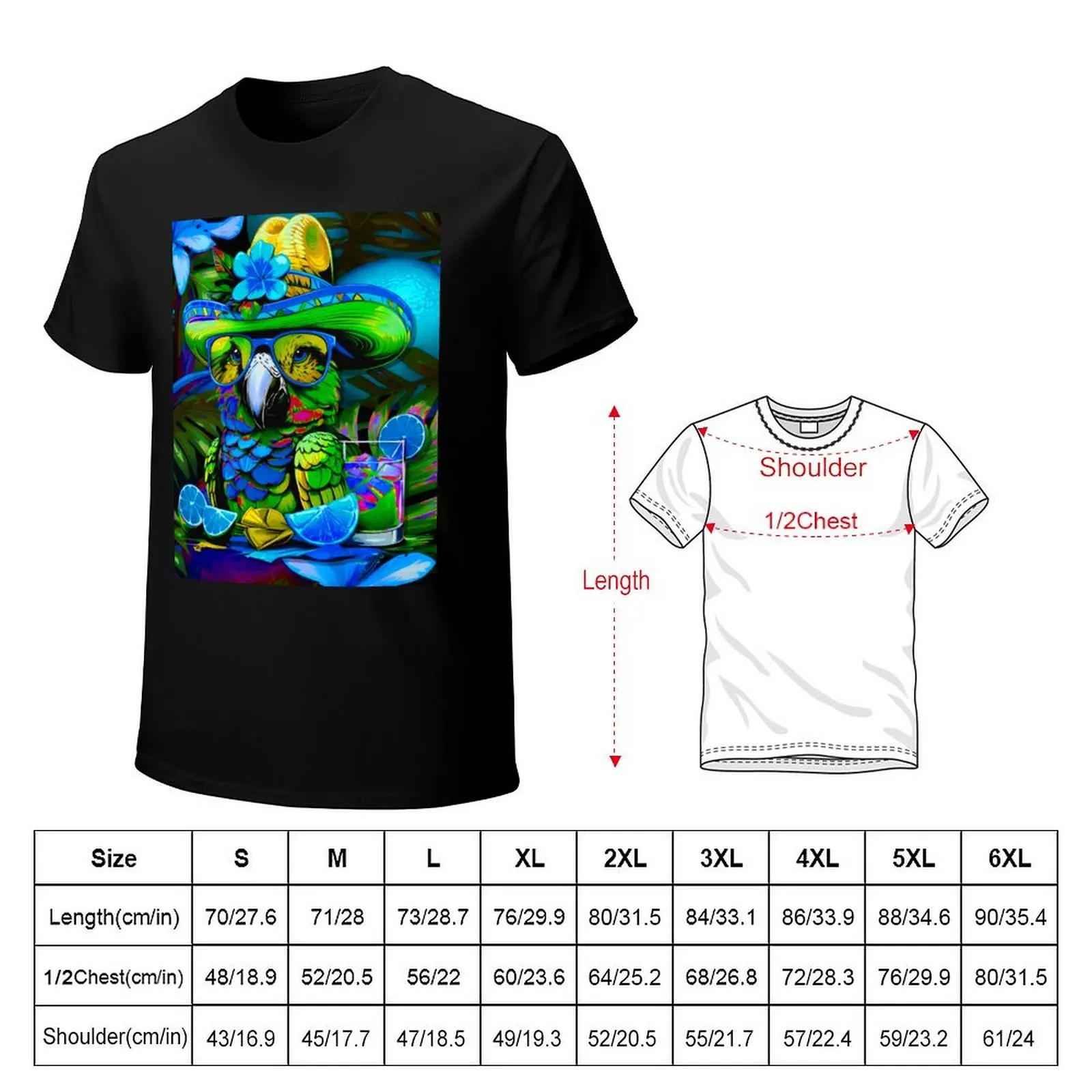 Fabulous Parrot Refreshing Blue neon Lime Pattern T-Shirt heavyweights oversizeds mens workout shirts