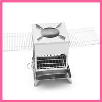 1 PCS New Camping Barbecue Oven, Camp Tent Stove With Grill Racks Silver Stainless Steel Portable Wood Burning Stove
