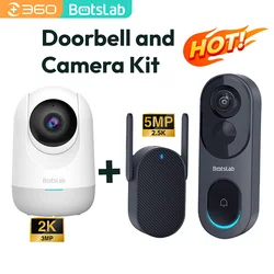 Qihoo360 Botslab 2K 3MP WiFi Indoor Home Security Camera Smart Pan Tilt Camera 2.5K 5MP Visual Doorbell Camera Easy Installation