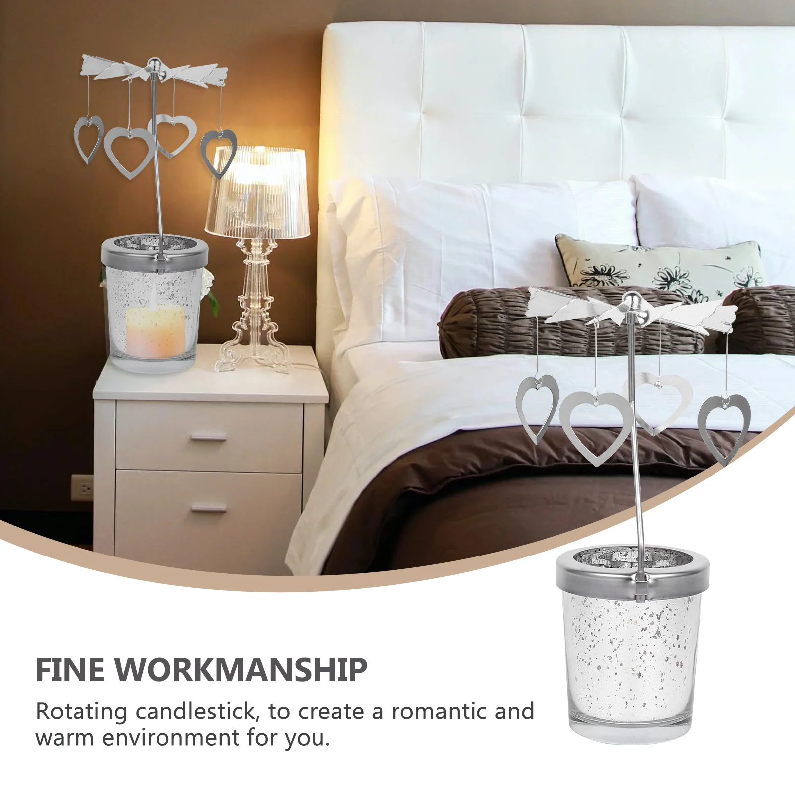 

1Pcs Metal Rotating Carousel Holder Rotating Candlestick Stand Romantic Dinner Decoration Table Holder