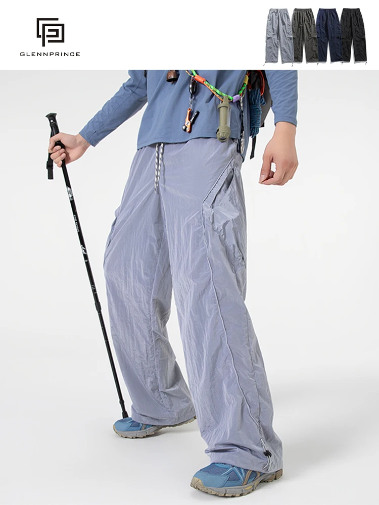 

GPstudio Men's Outdoor Hiking Nylon Metal Fce Pants Lightweight Waterproof Qui Dry Workwear Trousers Youthful Casual Sle