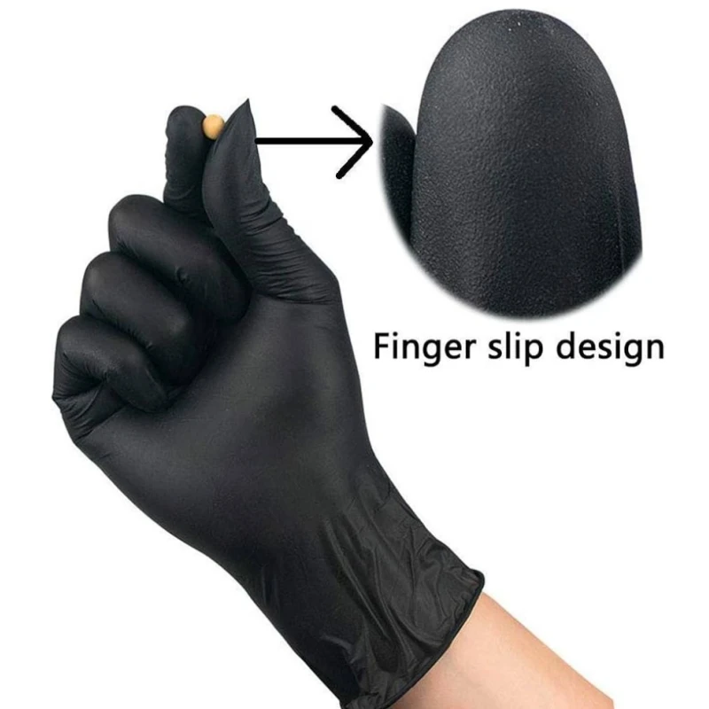 20/50/100PCS Black Nitrile Gloves Disposable 4Mil Safety Work Gloves for Household Cleaning Industrial Mechanic Tattoo Gloves
