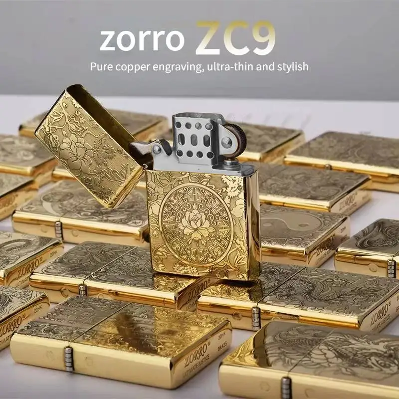 

Zorro Ultra-thin Kerosiene Lighter, Retro and Creative Multiple Engraving Patterns, Customizable Patterns, and Exclusive Gifts