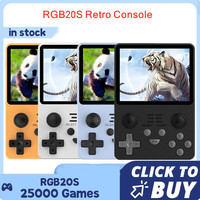 POWKIDDY RGB20S Retro Video Game Console 3.5 inch Open Source Dual Joystick Mini Handheld Game Player Children Kids Gift Black