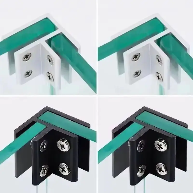 20PCS Aluminium Alloy 2-Ways Glass Clamps L Shape Shelves Support Bracket Clips 3~20mm Board/Screen/Partition Assemble Connector