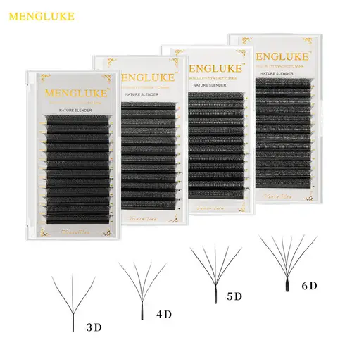MENGLUKE W en forma de flor 2D 3D 4D 5D 6D 7D 8D floración automática ventiladores prefabricados extensiones de pestañas Natural yy pestañas individuales