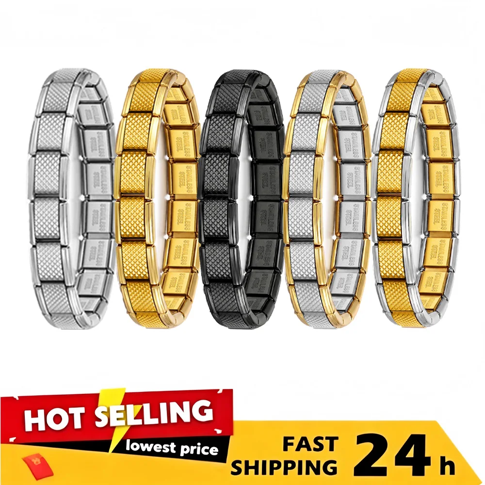 Wholesale 20PCS 9mm Stainless Steel Italian Charm Bracelet Bulk Lot Brushed Composable Modular Bracelet Jewelry Supplies 2026New