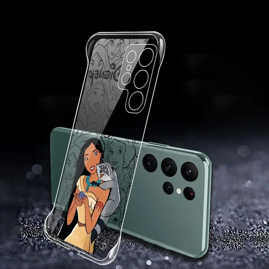 Funda a prueba de golpes para Samsung Galaxy S24 S23 Ultra S20 S21 FE S22 Plus, Funda dura de silicona transparente para teléfono, Funda de princesa de Disney