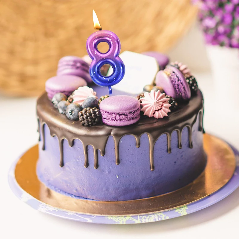 Happy Birthday Cake Decorated Interstellar Digital Colorful Candle Children\'s Delicate Candy Color 0-9 Number Candle Party Decor