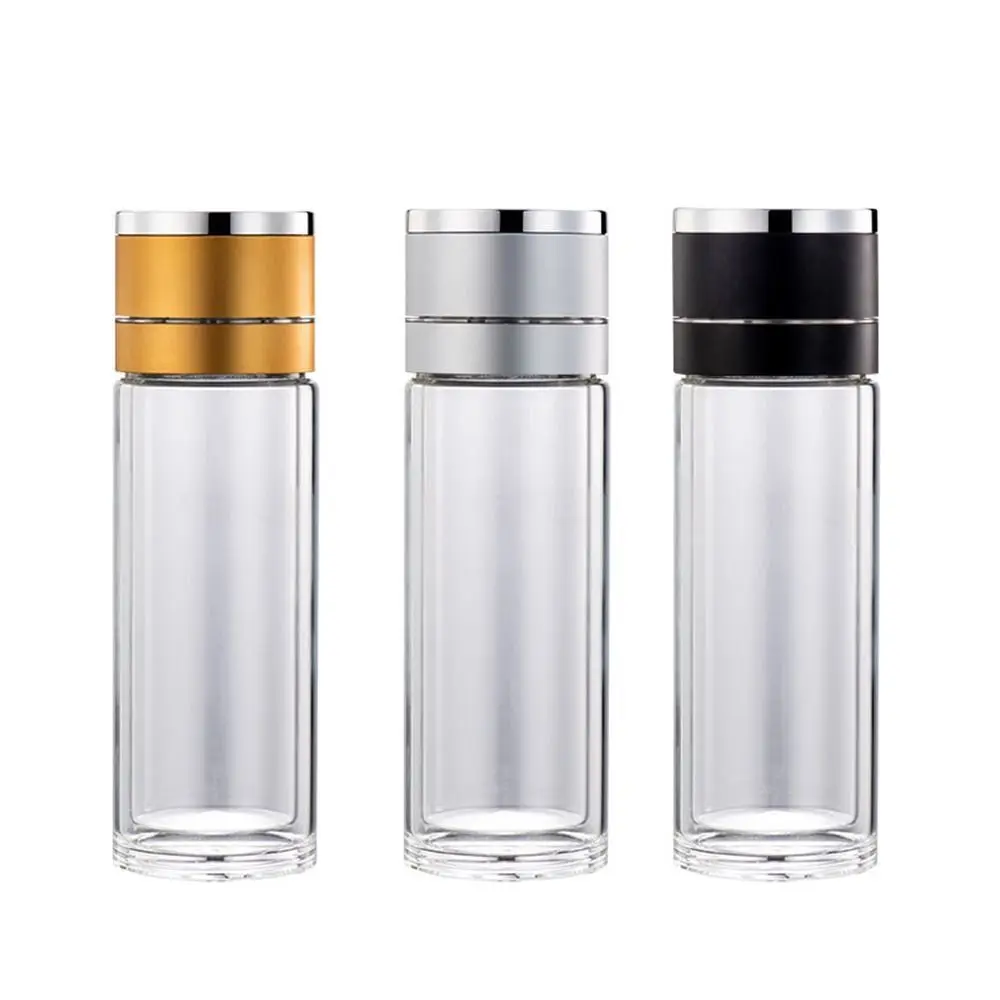 Double Anti-Scald Glass Water Cup Borosilicate Glass One Click Opening Infuser Tumbler Leak Proof with Tea Filter view 5