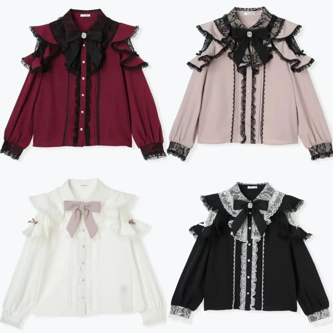 

Japanese Street Style Blouse Jirai Kei Fashion Kawaii Top with Bow Tie Cute Y2K Sweet Long Sleeve Shirt for Women Casual Outfit