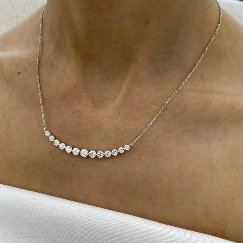 3.22ct قطع مستديرة DEF/VS VVS قلادة الماس CVD HPHT مختبر نمت الماس 14K الذهب الماس قلادة هدية حساسة