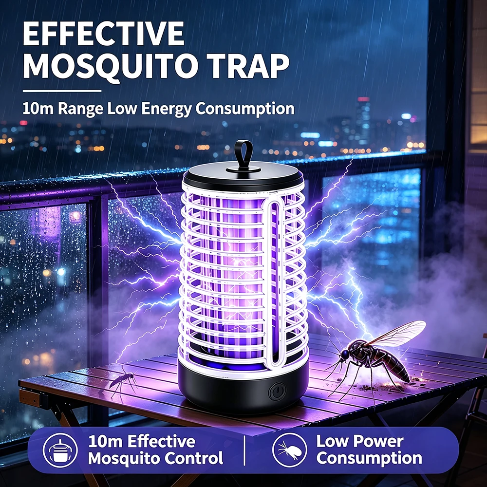 Electric Mosquito Killer Lamp 2000V High Voltage UV Light Silent Insect Trap Repellent For Home Bedroom Indoor Outdoor Use