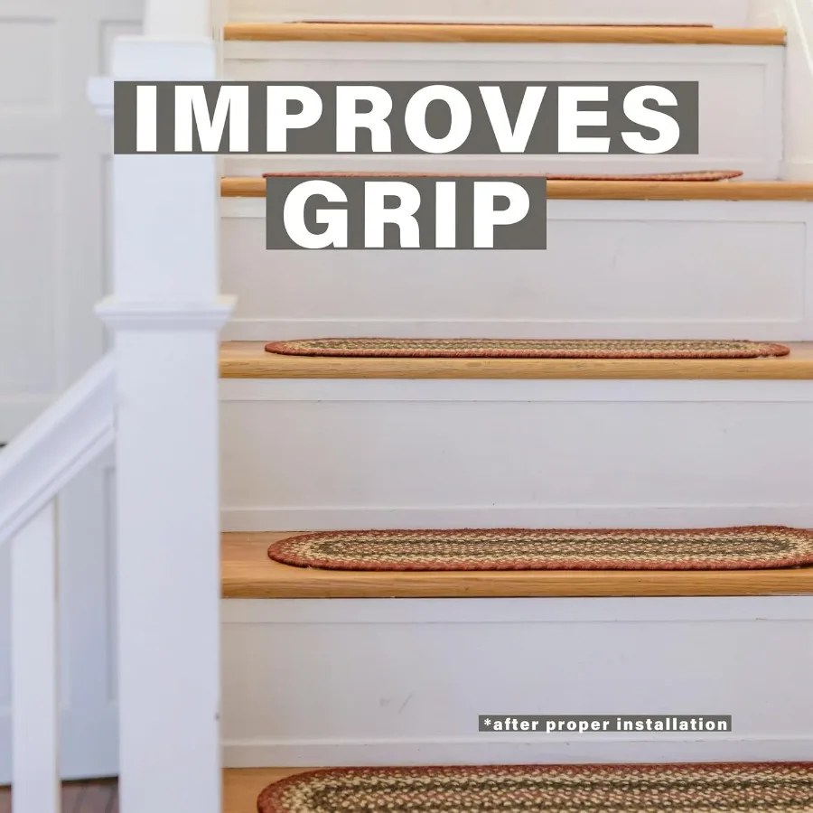 تشيستر الجوت مضفر الدرج خطوة معالج البلد لودج ديكور مجموعة من 13 الأحمر 8x28 البساط البيضاوي للسلالم سهلة التنظيف بإحكام Sti