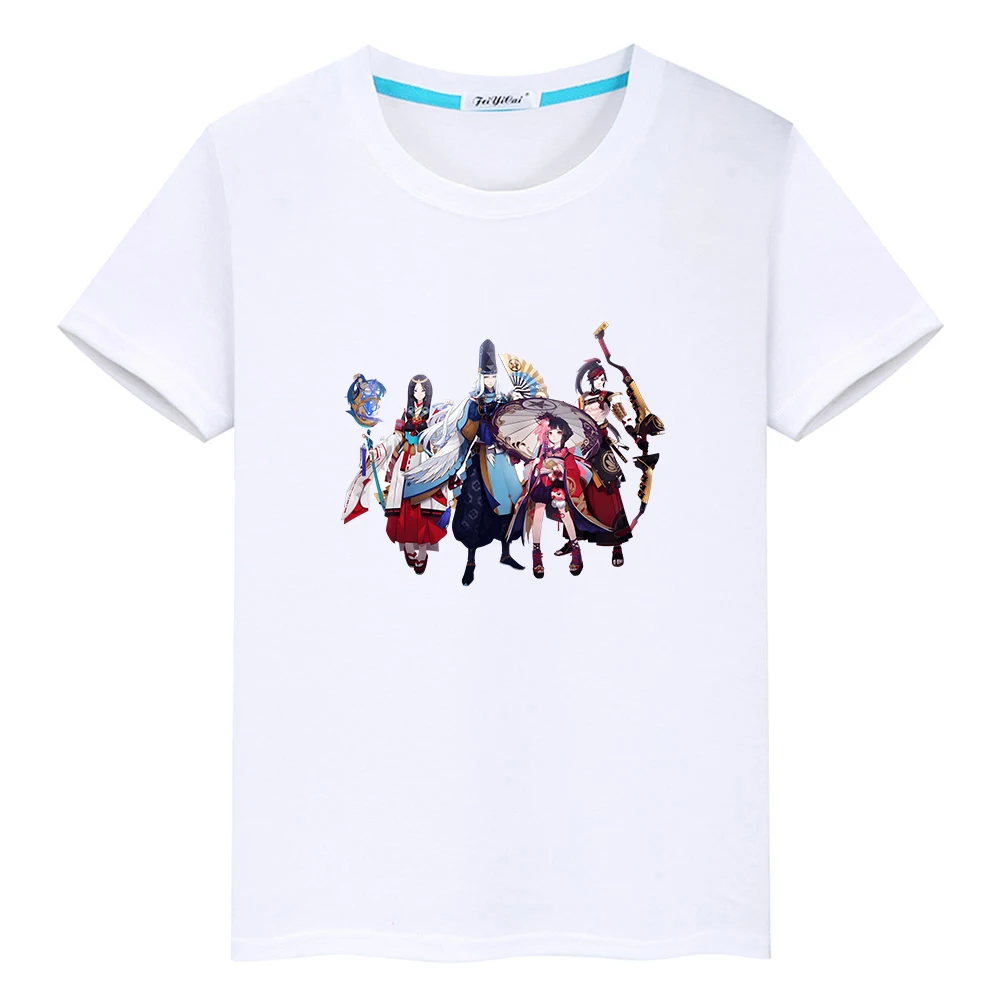 

Game Onmyoji Graphic Print T-shirt Cartoon 100% Cotton Boys and Girls Tee-shirt Short Sleeve Summer O-neck Children Tshirts Soft