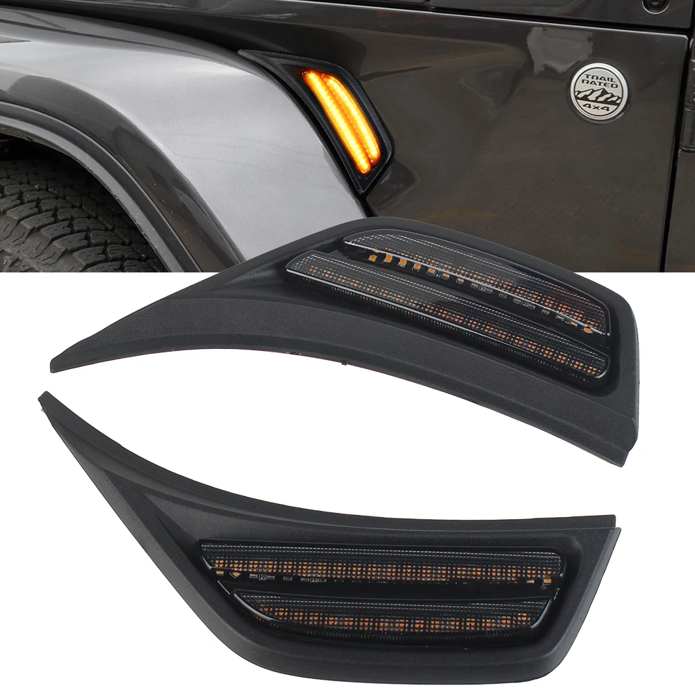 

LED Side Lights Leaf lamp Front Fender Side Marker Light Turn Signal Lamp For jeep JL 2018 2019 2020