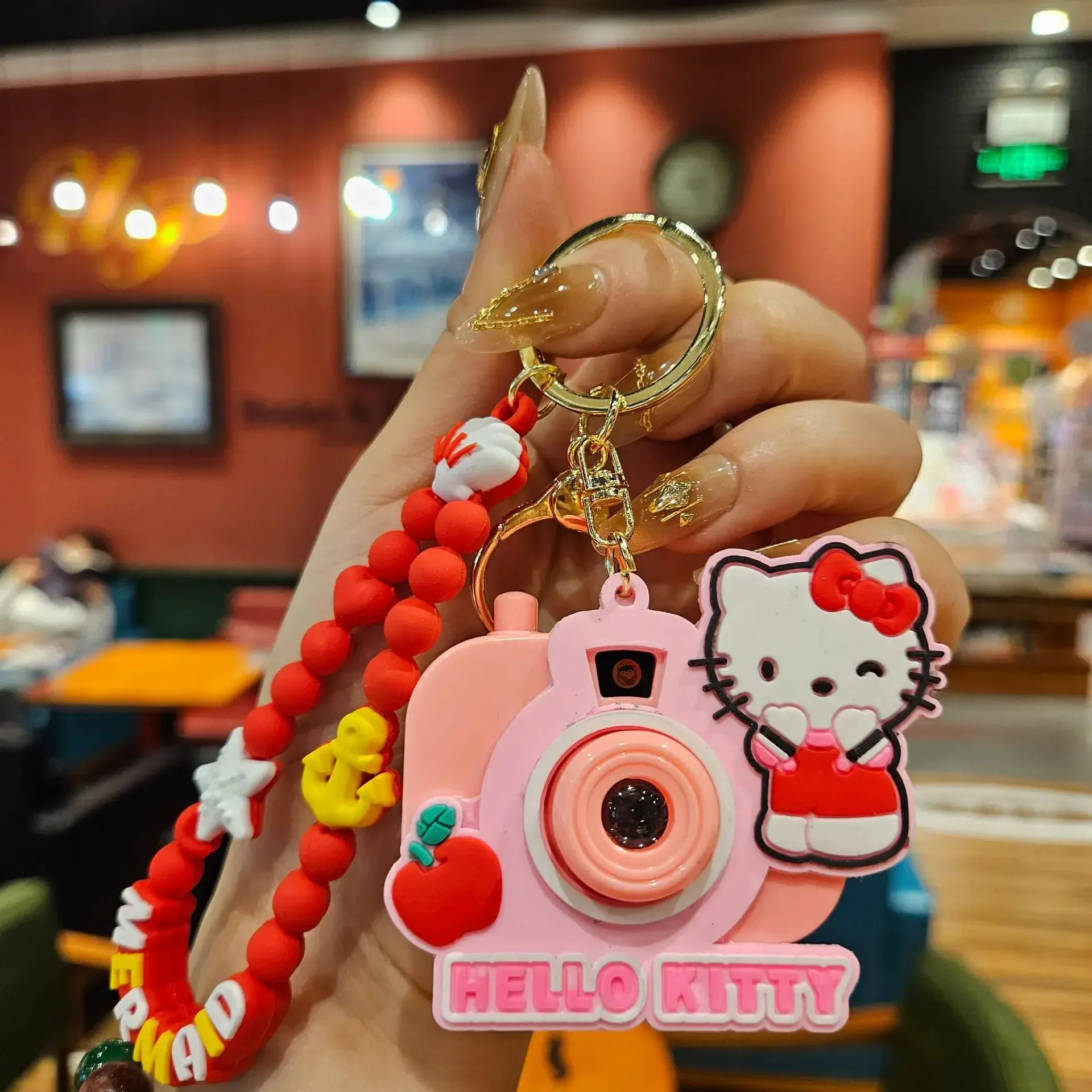 Random 1-6pcs Sanrio Hello Kitty Keychain Genuine Projection Keyring Cinnamoroll My Melody Kuromi Student Bag Pendant Gift